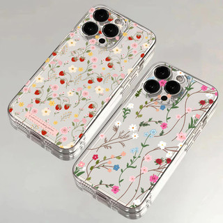 Vỏ Cho Xiaomi Redmi Note 15 14 13 Pro Plus Note15 Note14 4G 5G Ốp Lưng TPU Trong Suốt Dâu Lily Hoa Sang Trọng Sáng Tạo Đơn Giản Bumber INS Bảo Vệ Ống Kính Chống Sốc Full