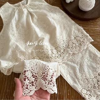 Bộ đồ thú cưng cho bé gái Bộ đồ hai mảnh không tay ren cho bé gái