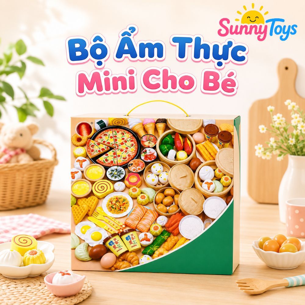 Set Đồ Ăn Nhà Bếp SunnyToys 88 Món - Thực Phẩm Mô Phỏng Cho Bé Chơi Nấu Ăn