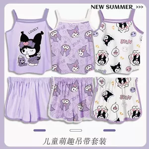 Shop Bé Gái Dễ Thương Kuromi Bộ Đồ Ngủ Mỏng Bé Gái Trẻ Em Sling Phù Hợp Với Quần Áo Gia Đình Có Thể Mặc Bên Ngoài