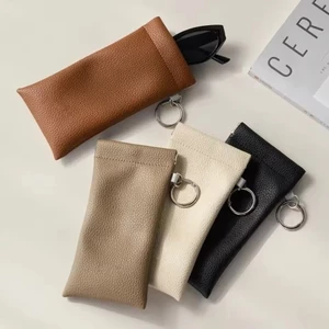 Túi đựng kính da PU nhẹ mỏng có móc khóa Túi bảo vệ kính râm mở đàn hồi để mang theo hàng ngày và sử dụng du lịch