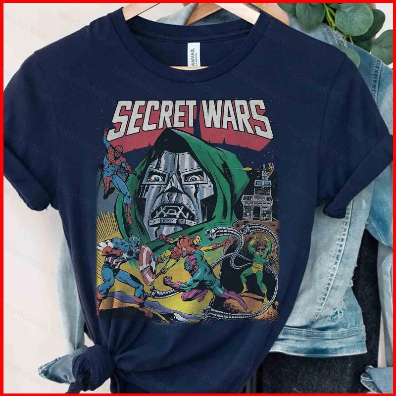 BS1 Avengers ngày tận thế Secret Wars Comics Áo thun Tee Doctor Doom Spider-Man Iron Man Heroes SB1