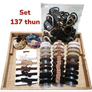 Bộ 136 Dây Chun Buộc Tóc Phong Cách Hàn Quốc Thun Cột Tóc Nữ Nhiều Mẫu Phụ Kiện Tóc