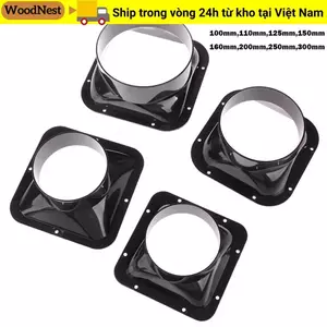 Khớp nối ống thông gió WOODNEST, Đầu nối mặt bích tường ABS màu đen, Kết nối quạt Ống thông gió chung