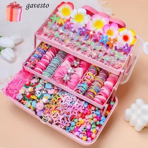 GAVESTO 546 Chiếc Dây Buộc Tóc Bé Gái, Bộ Phụ Kiện Tóc Không Tổn Thương Nhiều Màu Sắc, Hoa Dây Buộc Tóc Co Giãn Cao Bé Gái Trẻ Em