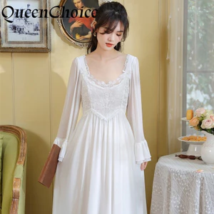 Phụ Nữ Dài Tay Váy Bộ Đồ Ngủ Vintage Váy Ngủ Nữ Retro Váy Ngủ Đồ Ngủ