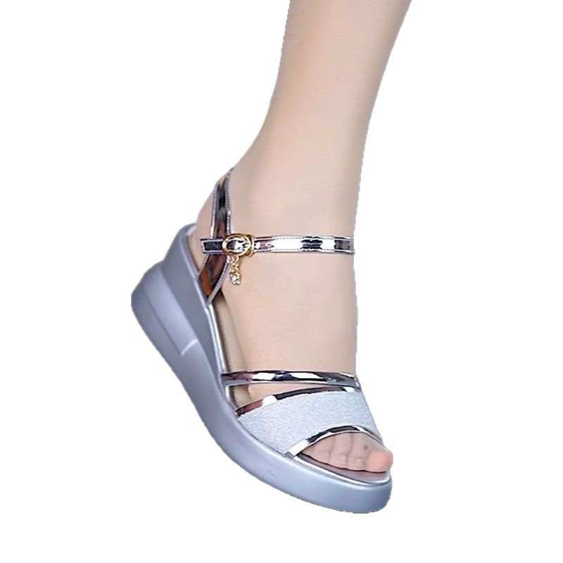 Mùa Hè Phong Cách Mới Nêm Gót Giày Sandal Nữ Đế Mềm Chống Trơn Trượt Cá Miệng Khóa Tất Cả Trận Đấu Đế Dày Bên Ngoài Chúng Tôi