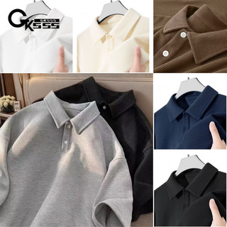 Áo sơ mi polo nam GKSSS tay ngắn màu trơn Nhật Bản họa tiết dứa đơn giản thoáng khí