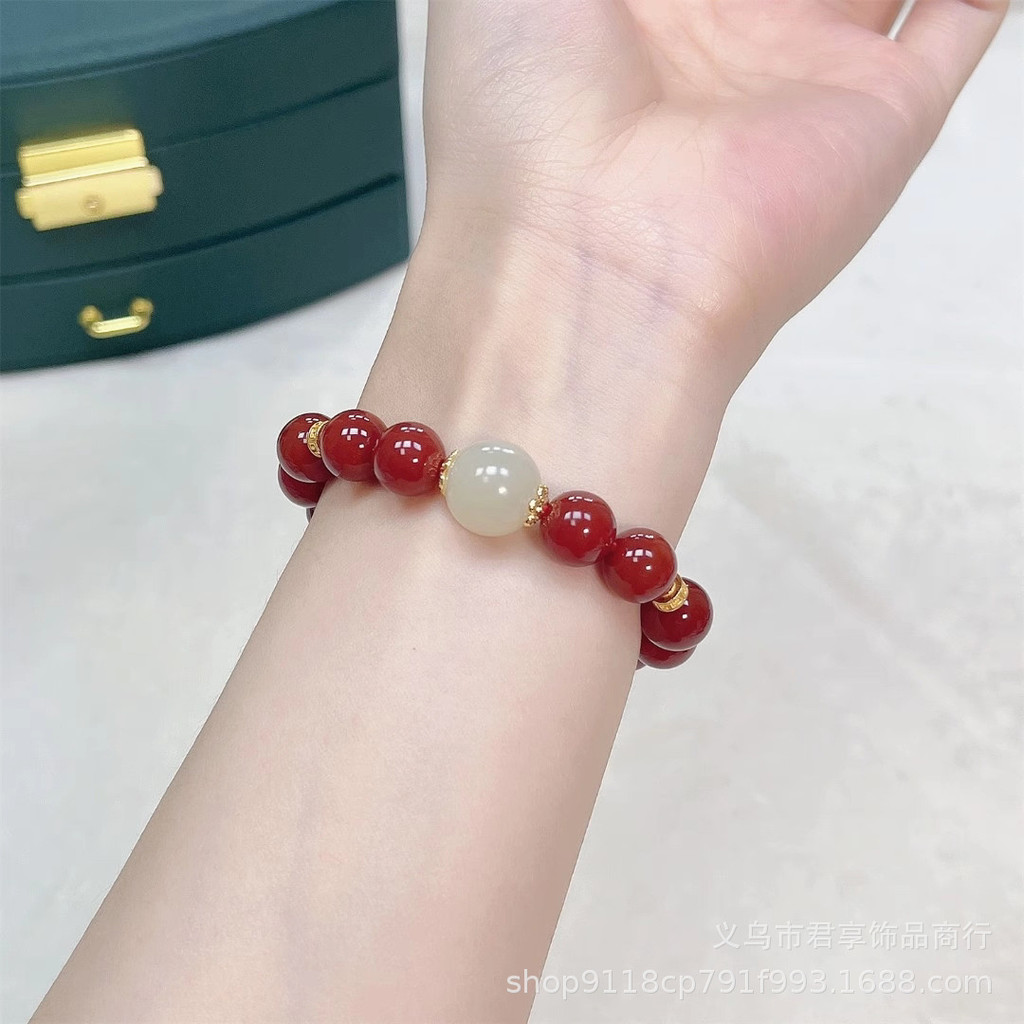 Vòng tay mã não đỏ tự nhiên dành cho nữ Vòng tay hạt ngọc bích tự nhiên 10mm