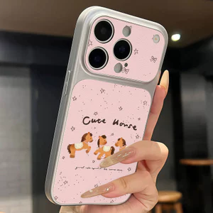 Ốp lưng iPhone họa tiết da mạ điện họa tiết ngựa con dễ thương iPhone 17 16 15 14 13 12 11 Pro Max Plus Max