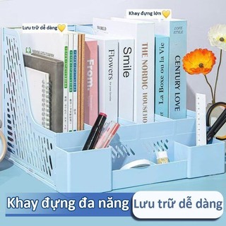 Kệ đựng tài liệu 4 ngăn để bàn hồ sơ A4 sách bút decor văn phòng học sinh nhiều tiện lợi chất lượng