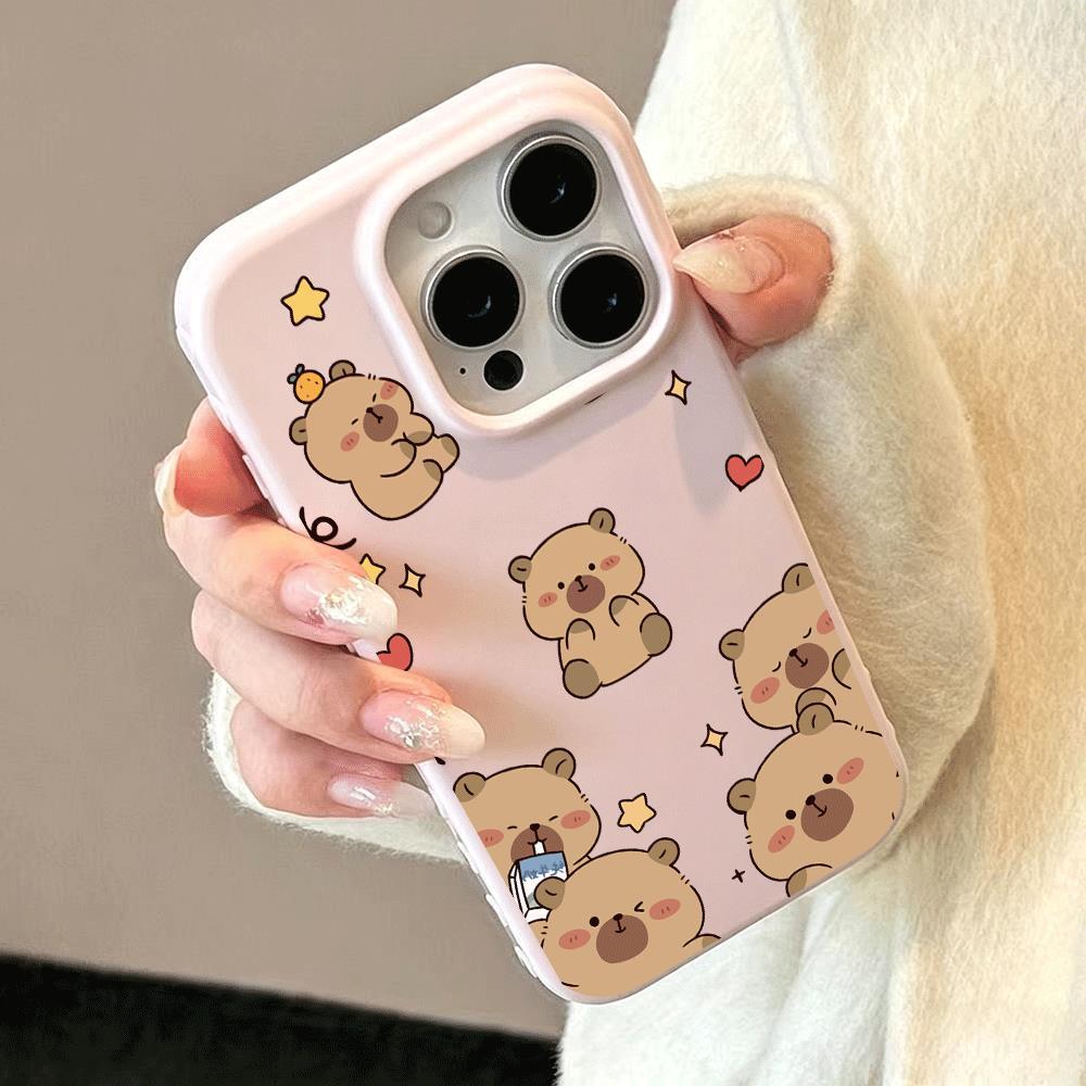 Dễ thương Capibara cho trường hợp iPhone 17promax 161514plus 3 trong 1 bezel 1311211