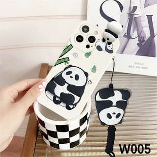 Ốp Điện Thoại Gấu Trúc Hoạt Hình Đáng Yêu Có Dây Buộc Cho Vivo Y31D Y21D Y31 Y400 Y19S Pro Y38 Y58 Y28 Y03 Y03T Y18E Y18S Y28S Y04S Y29S Y19E Y04 Y39 Y29T Vỏ Silicon Mềm
