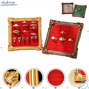 Giá đỡ trưng bày nhẫn DAYBREAK, Khay trưng bày trang sức khung ảnh bằng gỗ, Giá đỡ nhẫn vuông Đạo cụ phông nền chụp ảnh