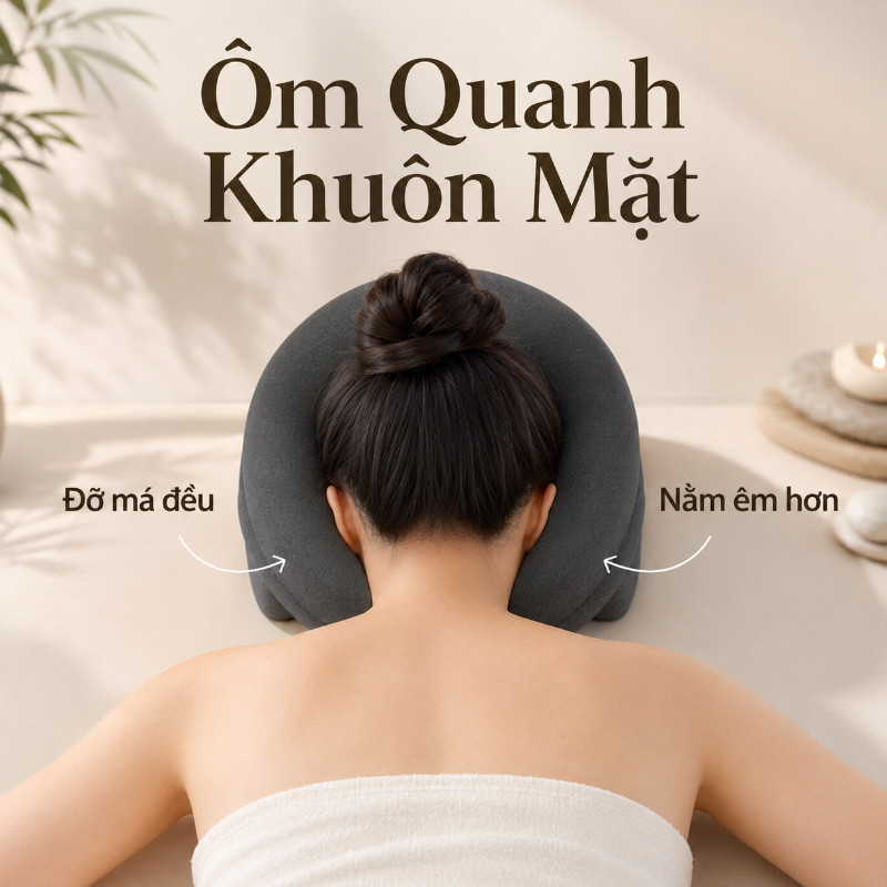 Gối Úp Mặt Chuyên Dụng Memory Foam Thoáng Khí, Hỗ Trợ Massage Mặt & Cổ Cho Thẩm Mỹ Viện, Salon & Tại Nhà