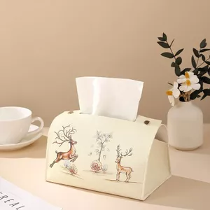 Hộp đựng khăn giấy in hình dễ thương chất liệu da PU bền đẹp MUNSTORE HOPGIAYVAI38
