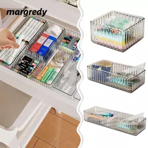 MARGREDY Phụ kiện trang sức Hộp lưu trữ, Hộp lưu trữ trong suốt dung tích lớn trực quan, Ngăn kéo lưu trữ văn phòng phẩm thời trang Đồ lặt vặt sắp xếp