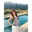 Áo yếm sọc màu tương phản không tay giả hai mảnh lưng đẹp mặc bên ngoài Hot Girl Top
