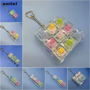 Móc khóa Keycap SMILE, Móc khóa bàn phím trong suốt vượt qua thời gian, Nút chìa khóa giảm căng thẳng 1 / 2 / 3 / 4 / 9 Phím Pinch Đồ chơi trẻ em