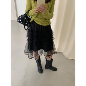 Milyfashion Gạc Puff Bánh Váy Váy 3 Màu Phiên Bản Hàn Quốc Phong Cách Mới 2026 Mùa Hè Phù Hợp Với QZLN