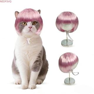 NEDFSQM Pet Bob Tóc Giả, Có Thể Điều Chỉnh Phù Hợp Với Bangs Kitty Sóng Tóc, Dễ Thương Thoải Mái Khi Mặc Cosplay Mặc Quần Áo Chó Mèo Cosplay Tóc Giả Dự Tiệc Trang Phục Chơi