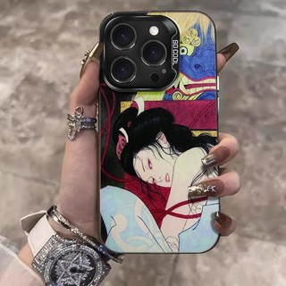 Ốp lưng Ukiyo-e Nhật Bản, chống sốc phong cách nghệ thuật cổ điển Bảo Vệ Camera Cấp iPhone 17/16/15/14/13/12/11/X/XS Ma