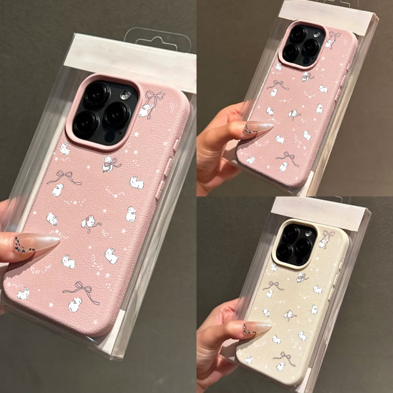 Ốp Điện Thoại Nơ Thỏ Dễ Thương Cho Motorola MOTO Edge 50 60 70 Pro Fusion STYLUS G85 G84 G75 G05 G34 G15 G35 G54 Vỏ Họa Tiết Lichee Thời Trang Mờ Hàn Quốc Vỏ Silicon Chống Sốc