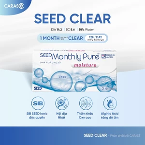 Kính áp tròng khoá ẩm 12H 1 Tháng SEED CLEAR Màu Trong Suốt, CARASE Lens cận