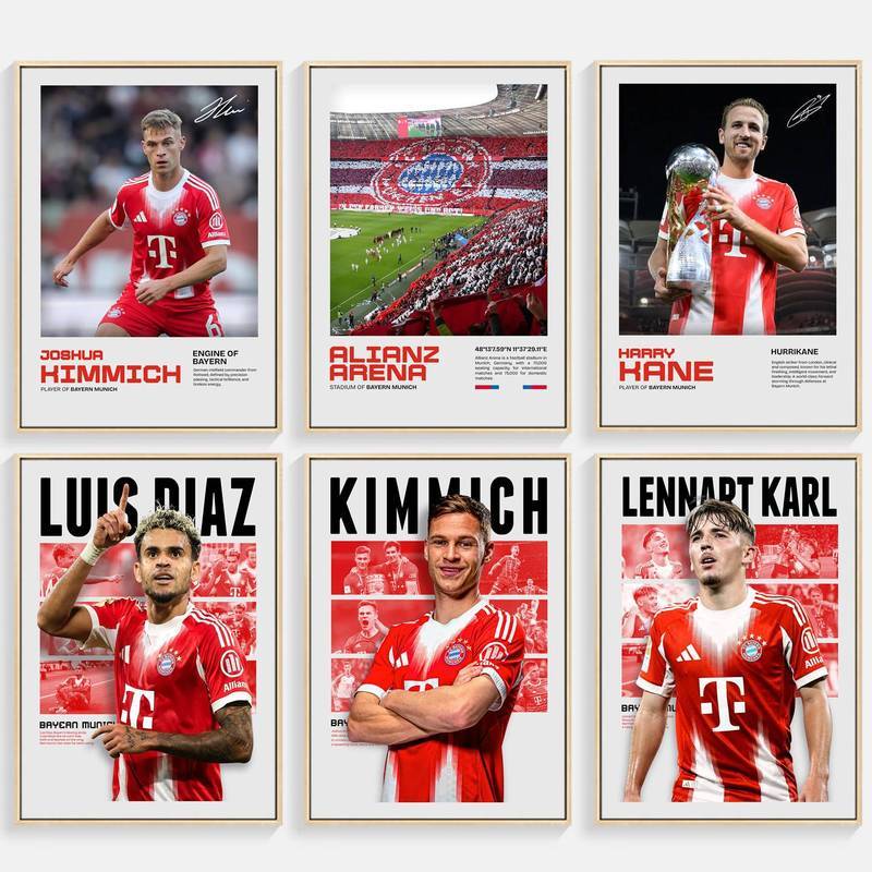 Áp phích vải không khung của Bayern Munich Kimmich, quà lưu niệm bóng đá có chữ ký của ngôi sao Bundesliga