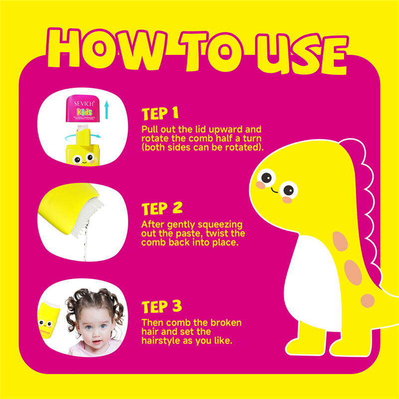 Gel tạo kiểu tóc SEVICH Dinosaur Kids với lược tạo kiểu Gel dưỡng tóc chống dính lâu trôi 80ml