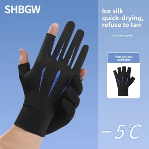 Găng Tay Đi Xe Đạp Nam Nữ Mùa Hè Ice Silk Lộ Hai Cánh Thoáng Khí Lái Xe Chống Nắng Nửa F