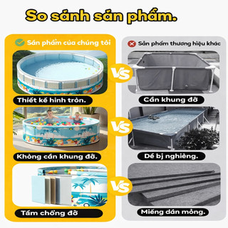 Bể bơi Gấp Gọn Cho Bé, Hồ Bơi Không Cần Bơm Gia Đình, 3 Lớp PVC Dày, Hồ Bơi Trẻ Em Ngoài Trời