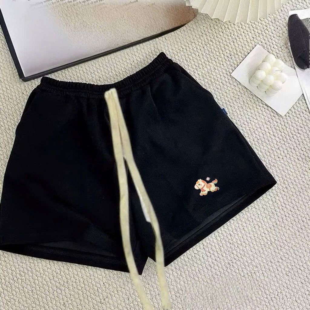 Quần short 2 da ép Hàn L1 chất dày, đứng dáng trẻ trung, họa tiết gấu xanh- quanaounisex94