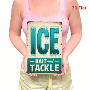 CIFbuy Retro Ice Fishing Thiếc Sign, Mộc Mạc Sắt Kim Loại Treo Tường Nghệ Thuật Cho Người Hang Quà Tặng Giáng Sinh