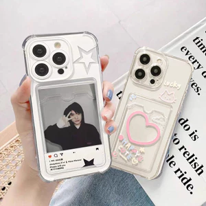 Ốp Điện Thoại Trái Tim Tình Yêu Ngôi Sao Dễ Thương Cho Samsung Galaxy A02 A03 A50 A50S A30 A20 A22 A32 A21S A51 A52 A52S Vỏ Túi Khí Ảnh Đựng Thẻ Ví Silicon Chống Sốc Góc Bảo Vệ Không Khí