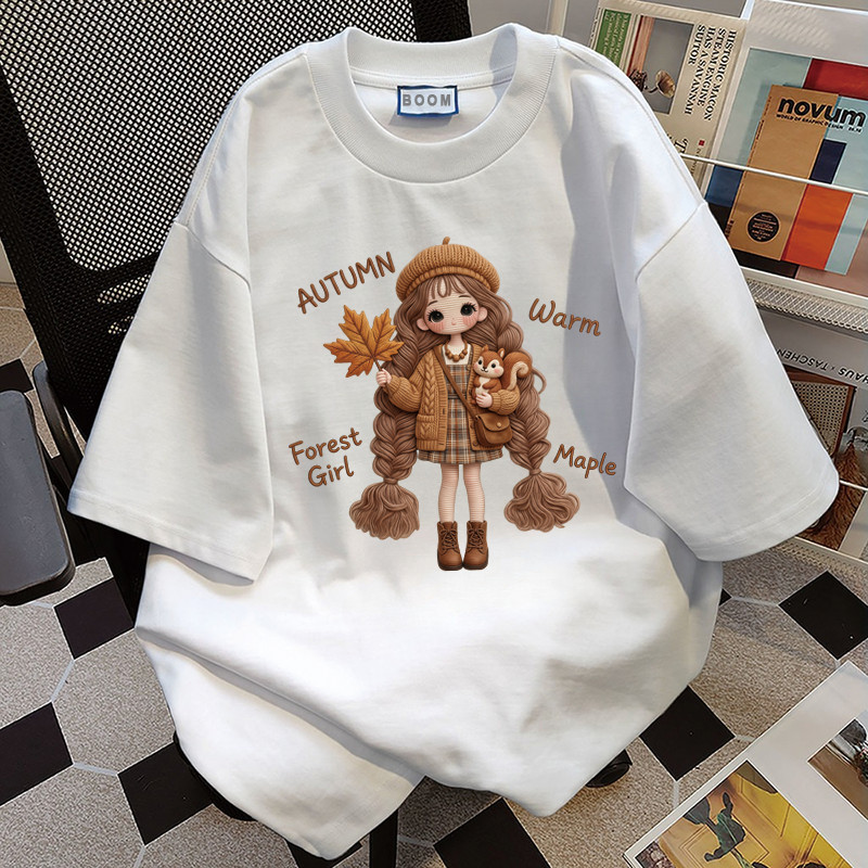 BOOM Áo thun nữ kiểu hàn quốc form rộng tay lỡ cổ tròn cotton Mát-Hè hot trend in cách dễ thương Áo phông form vừaF073