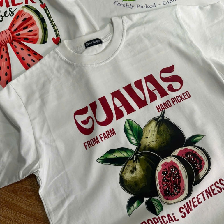 （Giao hàng 24h）Angela Áo Thun SUMMER VIBES: FRUIT EDITION Raven Studio 100% Cotton 220GSM