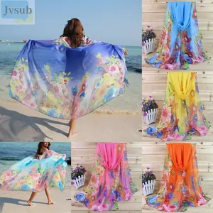 JVSUB Nữ Voan Khăn Trang Trí Theo Mùa Đầu Quấn Quần Áo Phụ Kiện Mùa Hè Đi Biển Sarong Khăn