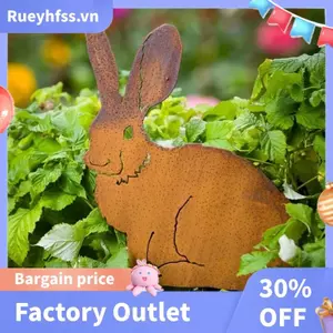 Cổ phần sân vườn thỏ kim loại mộc mạc - Rusty Bunny Silhouette, Nghệ thuật sân ngoài trời để trang trí trang trại, Hoàn hảo cho lễ Phục sinh
