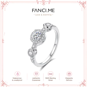 FANCIME "Crystal Delight" Halo Thiết lập Nhẫn bạc đính hôn