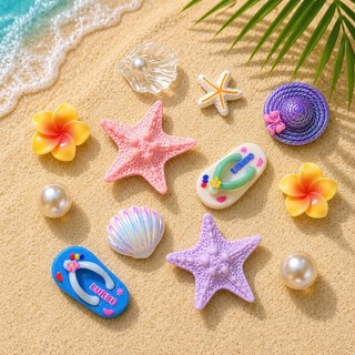 [ĐỘC QUYỀN] Set Charm Biển Nhiệt Đới Sao Biển Vỏ Sò Hoa Sứ Dép DIY Resin Pastel Cute Summer Beach 🌴🐚⭐
