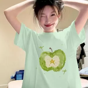 Áo thun ngắn tay in hình Dopamine Fresh Cặp đôi mùa hè dáng rộng
