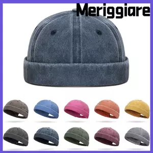 Mũ Hip Hop MERIGGIARE, Mũ Beanies Cotton Vành, Mũ dạo phố màu trơn có thể điều chỉnh Hip Hop Nam