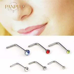 PNPIA- 60 Cái / bộ Thép Không Gỉ CZ Pha Lê Hình Chữ L Mũi Vòng Body Piercing Stud