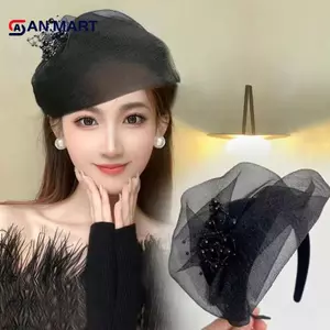 AN.MART Thanh Lịch Nửa Nón Pháp Retro Tóc Vòng Bữa Tối Tiệc Băng Đô Quấn Tóc Cho Nữ Cô Gái Tính Khí Mũ Phụ Kiện Tóc VN