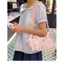 SQ11 Túi đeo dưới cánh tay thông thường kẻ sọc đơn giản Hello Kitty canvas nhẹ đi lại túi nách