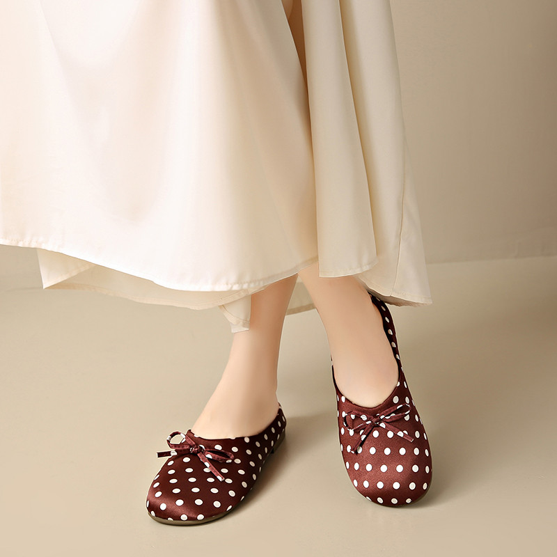 Atikota Nữ Vintage Dép Ngọt Nơ Thoải Mái Đế Mềm Mại Thông Thường Slip On Dành Cho Nữ Hàng Ngày Trong Nhà Ngoài Trời Thời Gian Mặc