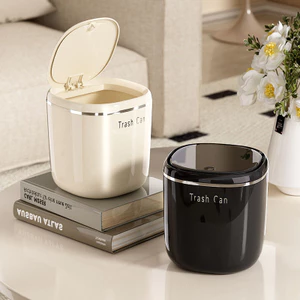Máy Tính Để Bàn Thùng Rác Hộ Gia Đình Mini Dễ Thương Đầu Giường Thùng Đựng Rác Giỏ Phòng Khách Ánh Sáng Sang Trọng Đẩy Loại Kích Thước Nhỏ Có Nắp KS78