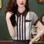 Áo sơ mi voan sọc kiểu Pháp dành cho nữ Mùa hè Phong cách mới Thời trang Giảm tuổi Áo ngắn tay độc đáo T526 #