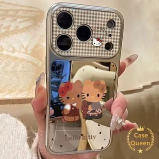 Ốp lưng tương thích cho iPhone 17 11 16 13 15 12 14 Pro Max 7 8 14 Plus XR X XS Max Phim hoạt hình Black Skin Kitty Cat Instant Mirror Case